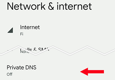 Screenshot showing how to get to Private DNS setting Screenshot showing how to get to Private DNS setting