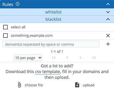 Screenshot showing how to block a single subdomain Screenshot showing how to block a single subdomain