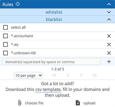 Screenshot illustrating how blocked TLDs are added to blacklist Screenshot illustrating how blocked TLDs are added to blacklist
