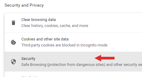 Screenshot showing how to get to security settings Screenshot showing how to get to security settings
