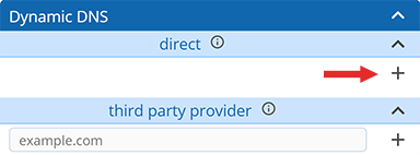 Screenshot showing where to generate credentials for dynamic DNS client app Screenshot showing where to generate credentials for dynamic DNS client app