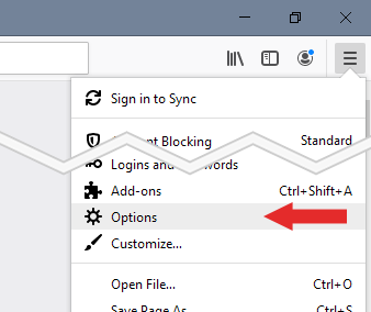 Screenshot showing how to get to Firefox Options Screenshot showing how to get to Firefox Options