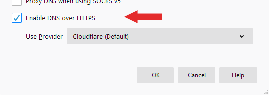 Screenshot showing how to enable DNS over HTTPS for Firefox Screenshot showing how to enable DNS over HTTPS for Firefox