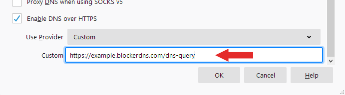 Screenshot showing how to customize DNS over HTTPS for Firefox Screenshot showing how to customize DNS over HTTPS for Firefox