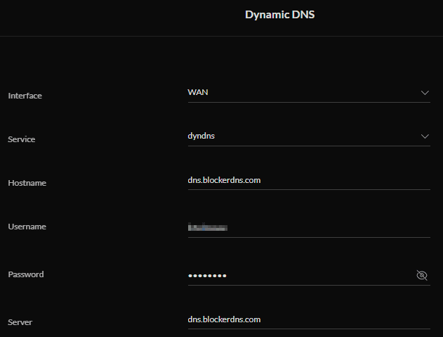 Screenshot showing dynamic DNS settings for Ubiquiti Unifi router Screenshot showing dynamic DNS settings for Ubiquiti Unifi router